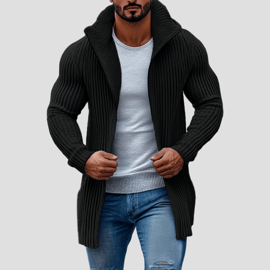 Julian | Striped Knit Stand Collar Cardigan