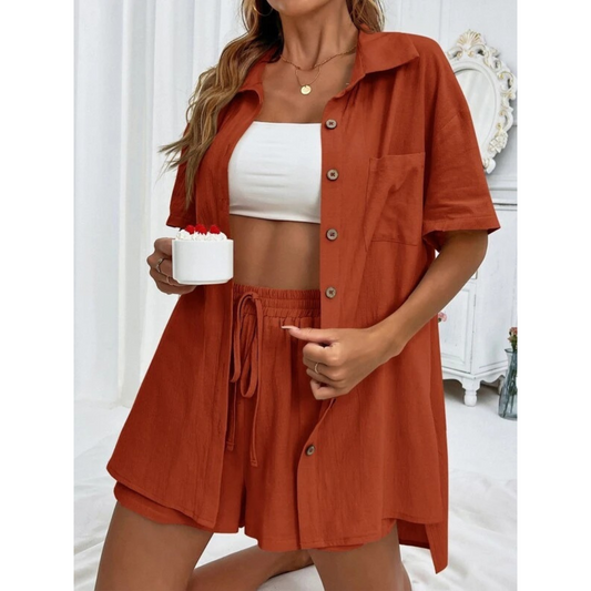 Kristine | Casual Summer Button-Down Lounge Set