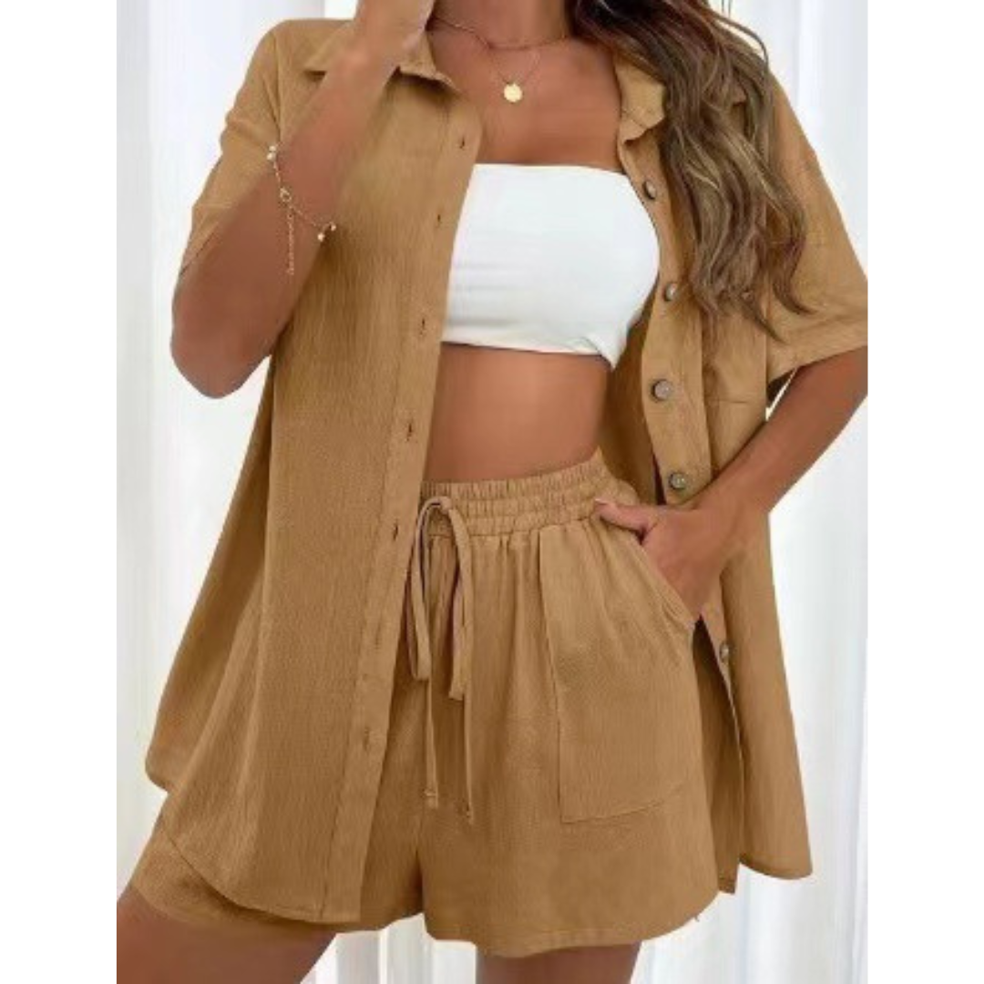 Kristine | Casual Summer Button-Down Lounge Set