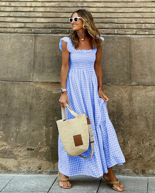Nancy | Chic Retro Plaid Maxi Dress