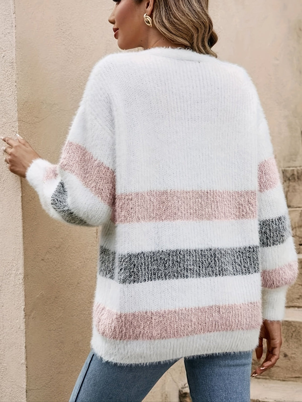 Alayah | Striped Button-Down Cardigan