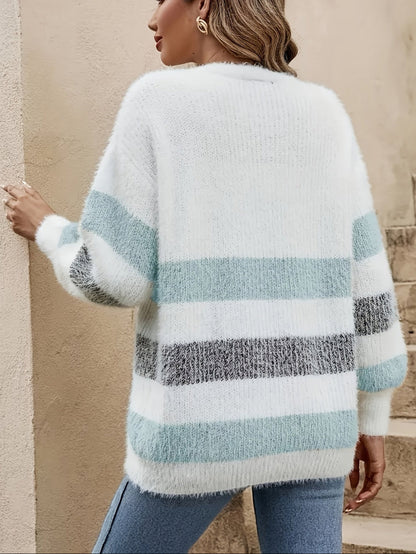 Alayah | Striped Button-Down Cardigan