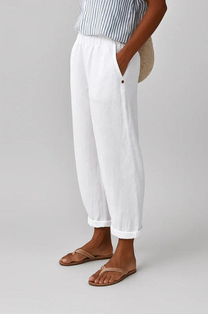 Anna |  Relaxed Cropped Trousers with Elastic Waistband and Pockets