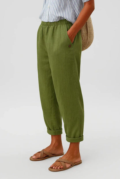 Anna |  Relaxed Cropped Trousers with Elastic Waistband and Pockets