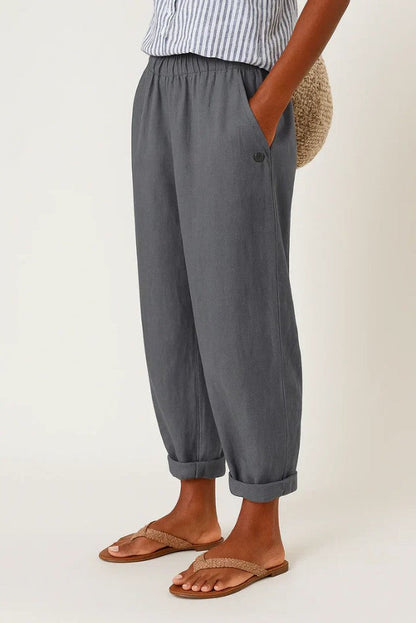 Anna |  Relaxed Cropped Trousers with Elastic Waistband and Pockets
