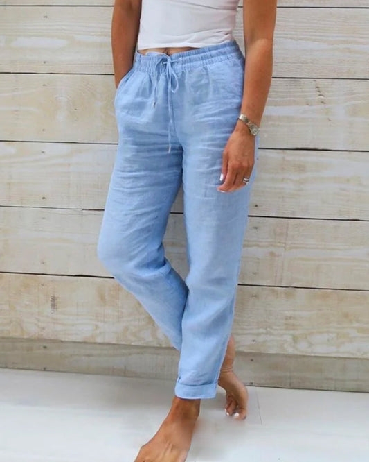 Aria | Elastic Waist Cotton Linen Pants