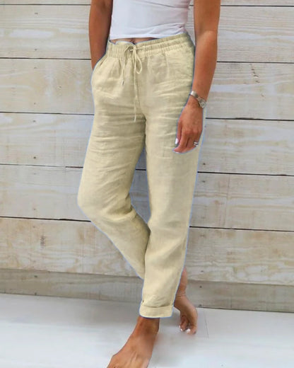 Aria | Elastic Waist Cotton Linen Pants