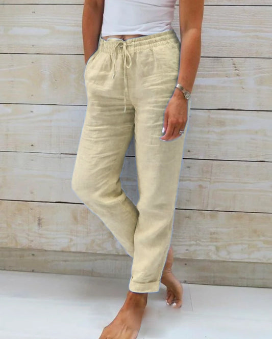 Aria | Elastic Waist Cotton Linen Pants
