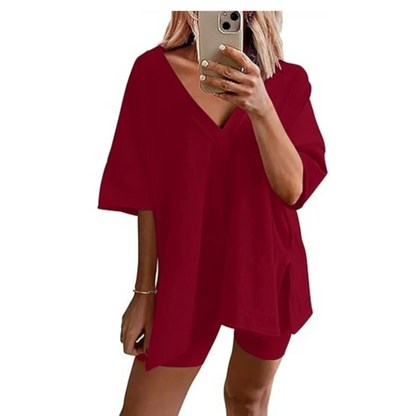 Barbara | Casual Oversized V-Neck and Short Set