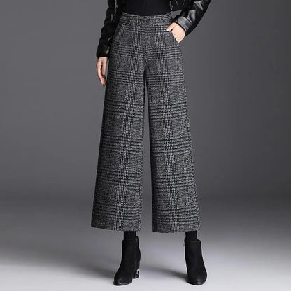 Beatrix | Checked Wide-Leg Trousers
