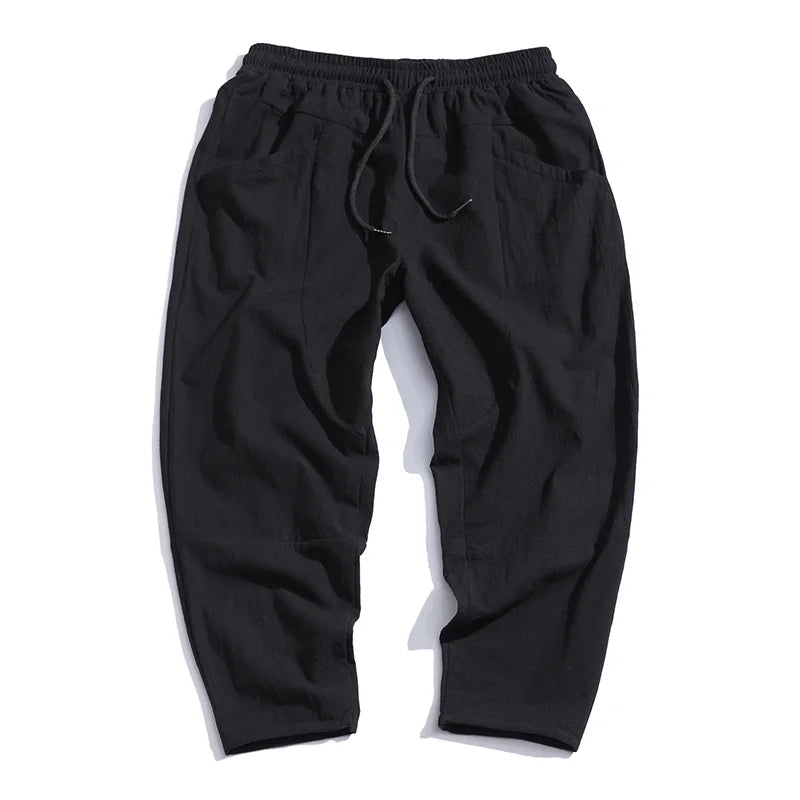 Blake | Cropped Pants Cotton-Linen-Look Blend Relaxed Fit with Drawstring