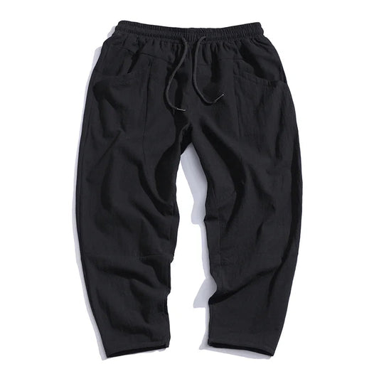 Blake | Cropped Pants Cotton-Linen-Look Blend Relaxed Fit with Drawstring