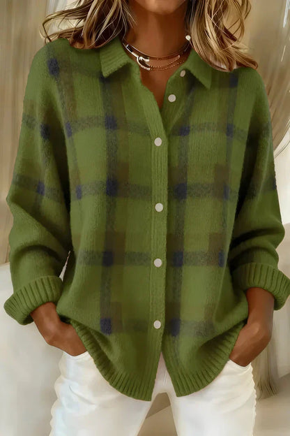 Denise | Plaid Knit Cardigan