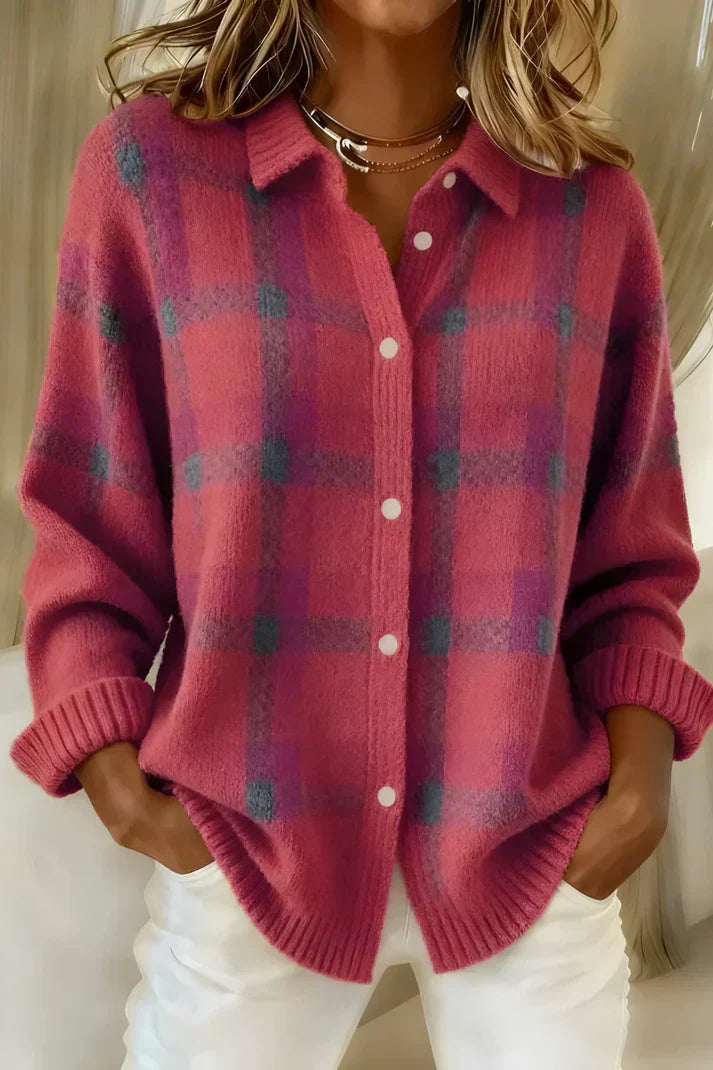 Denise | Plaid Knit Cardigan