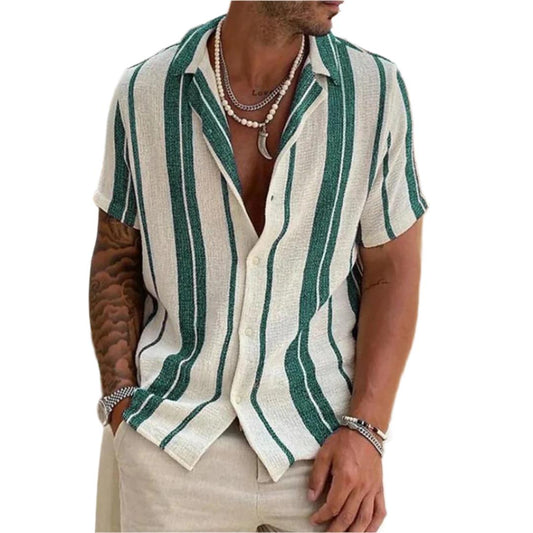 Derk | Linen Blend Vertical Stripe Shirt