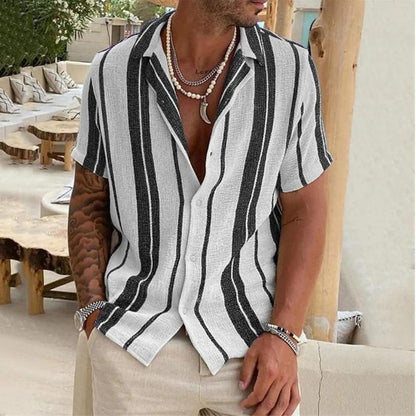 Derk | Linen Blend Vertical Stripe Shirt