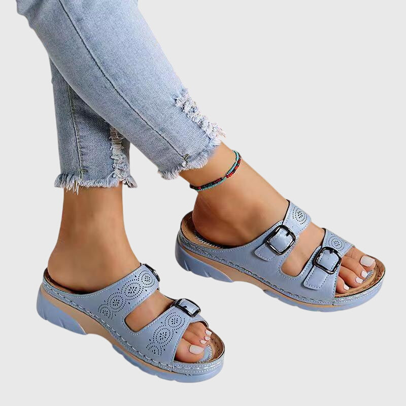Diora | Leather Wedge Sandals