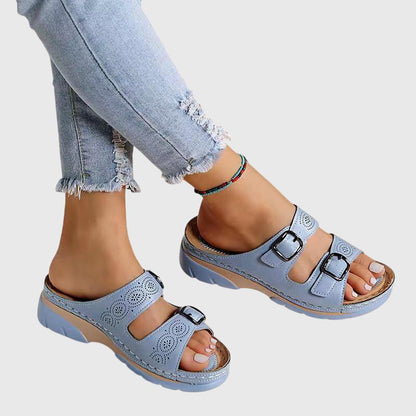 Diora | Leather Wedge Sandals