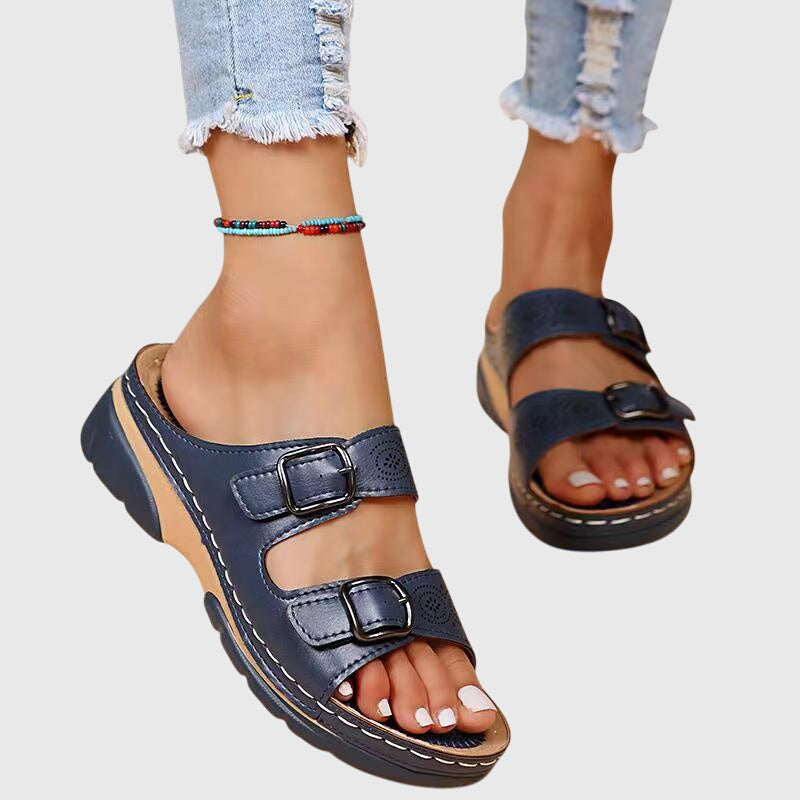 Diora | Leather Wedge Sandals