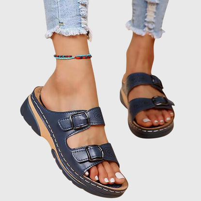 Diora | Leather Wedge Sandals