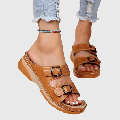 Diora | Leather Wedge Sandals