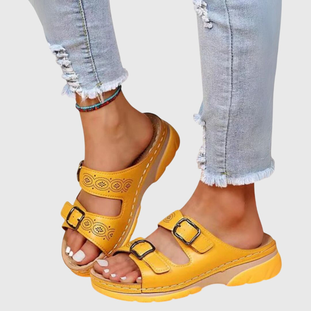 Diora | Leather Wedge Sandals