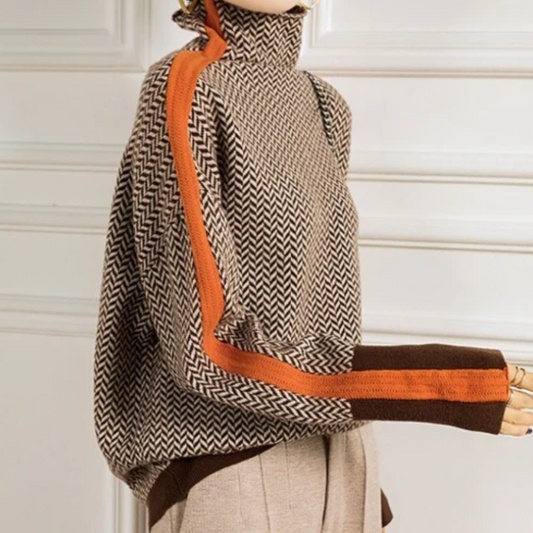 Eleanor | Herringbone Luxe Turtleneck