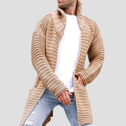 Harrison | Mid-Length Stand Collar Knit Cardigan
