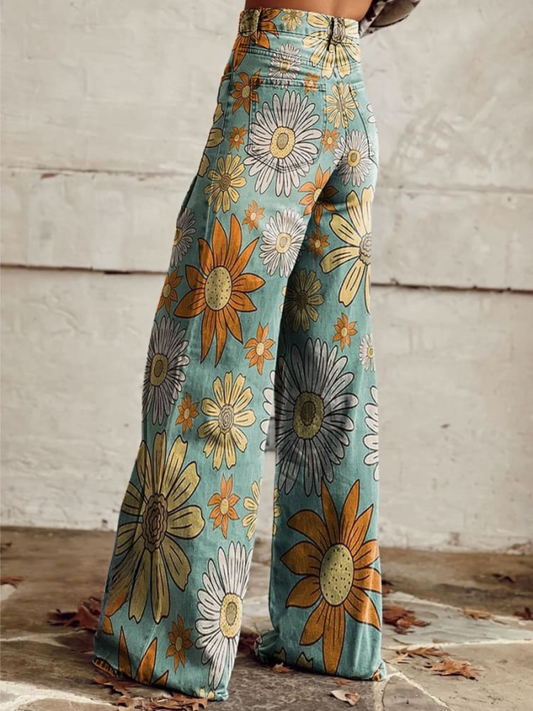 Isabeau | Wide Leg Jeans with Floral Print
