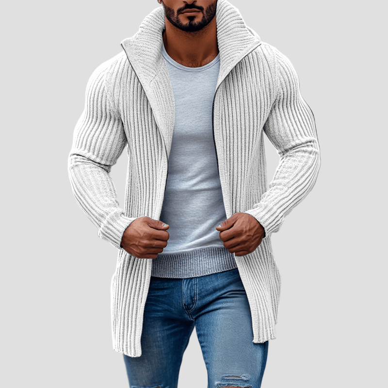 Julian | Striped Knit Stand Collar Cardigan