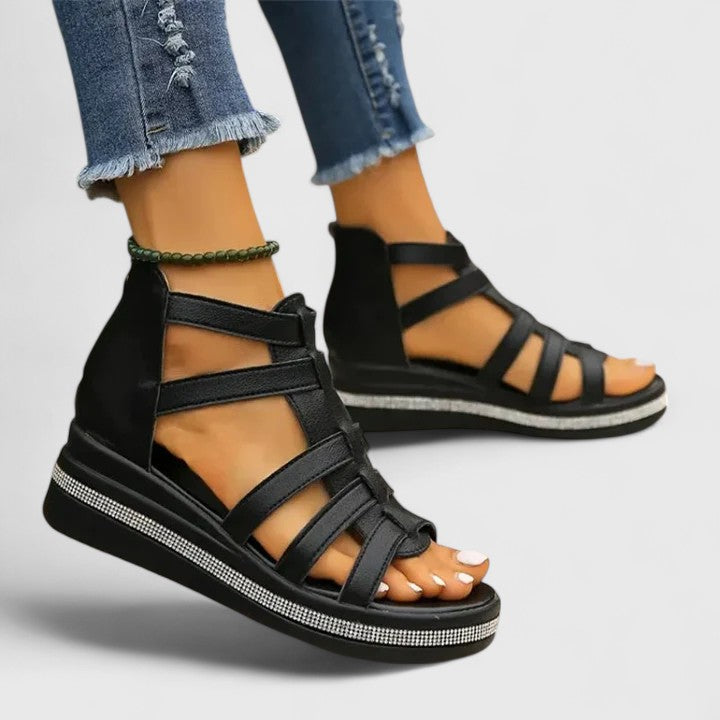 Kendall | Rhinestone Wedge Sandals