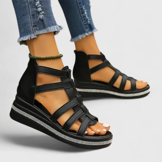 Kendall | Rhinestone Wedge Sandals
