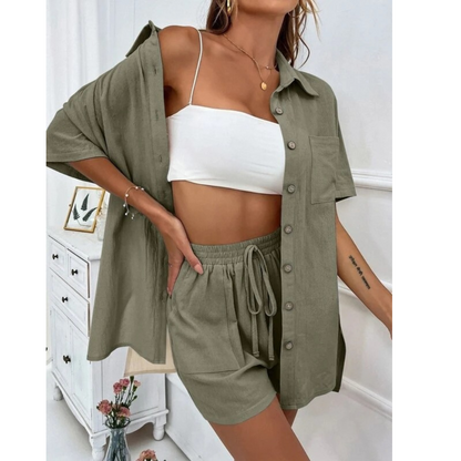 Kristine | Casual Summer  Button-Down Lounge Set