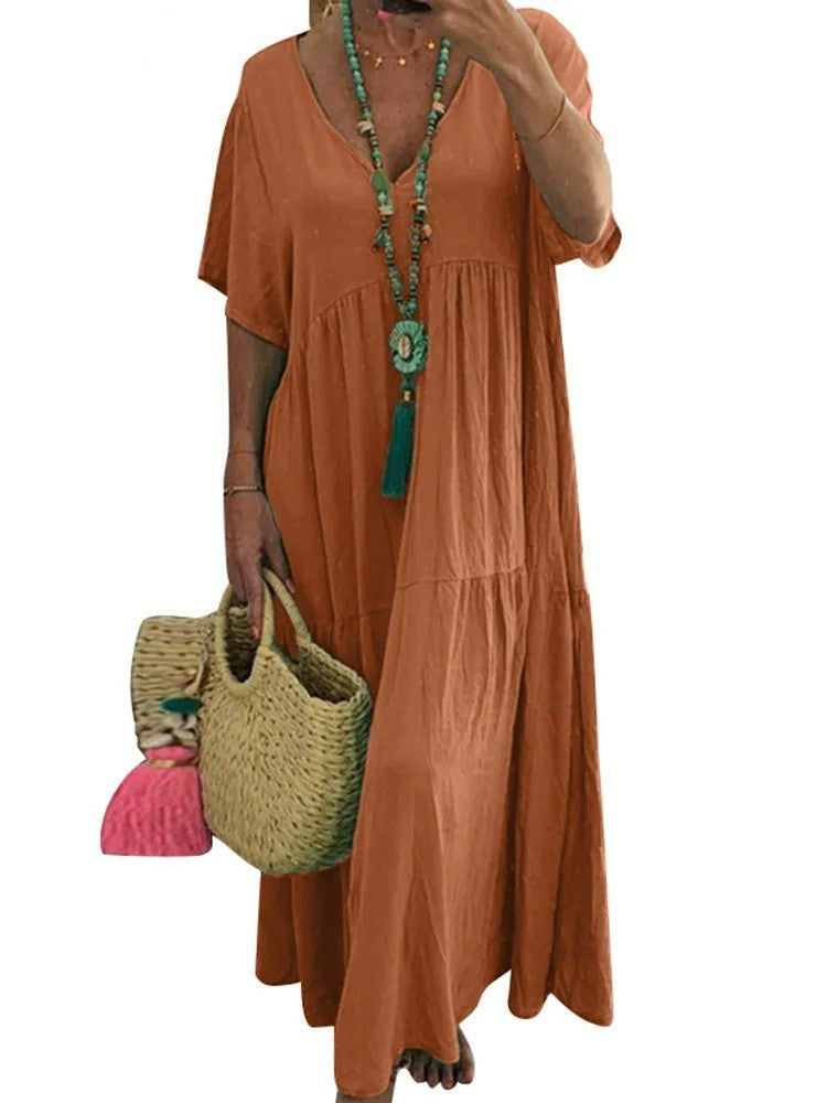 Linnea | Soft Ruffle V-Neck Maxi Dress
