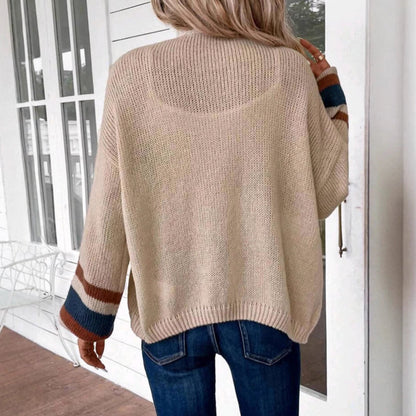 Mona | Striped Lantern Sleeve Open-Front Cardigan