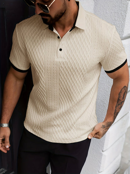 Nolan |  Long Sleeve Polo Shirt with Structured Collar and Button Front