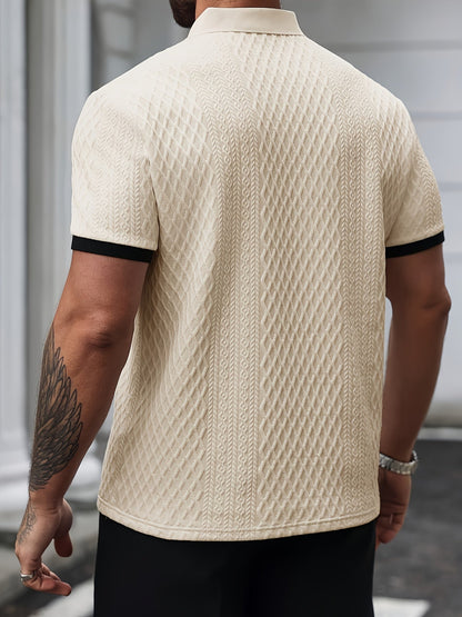 Nolan |  Long Sleeve Polo Shirt with Structured Collar and Button Front