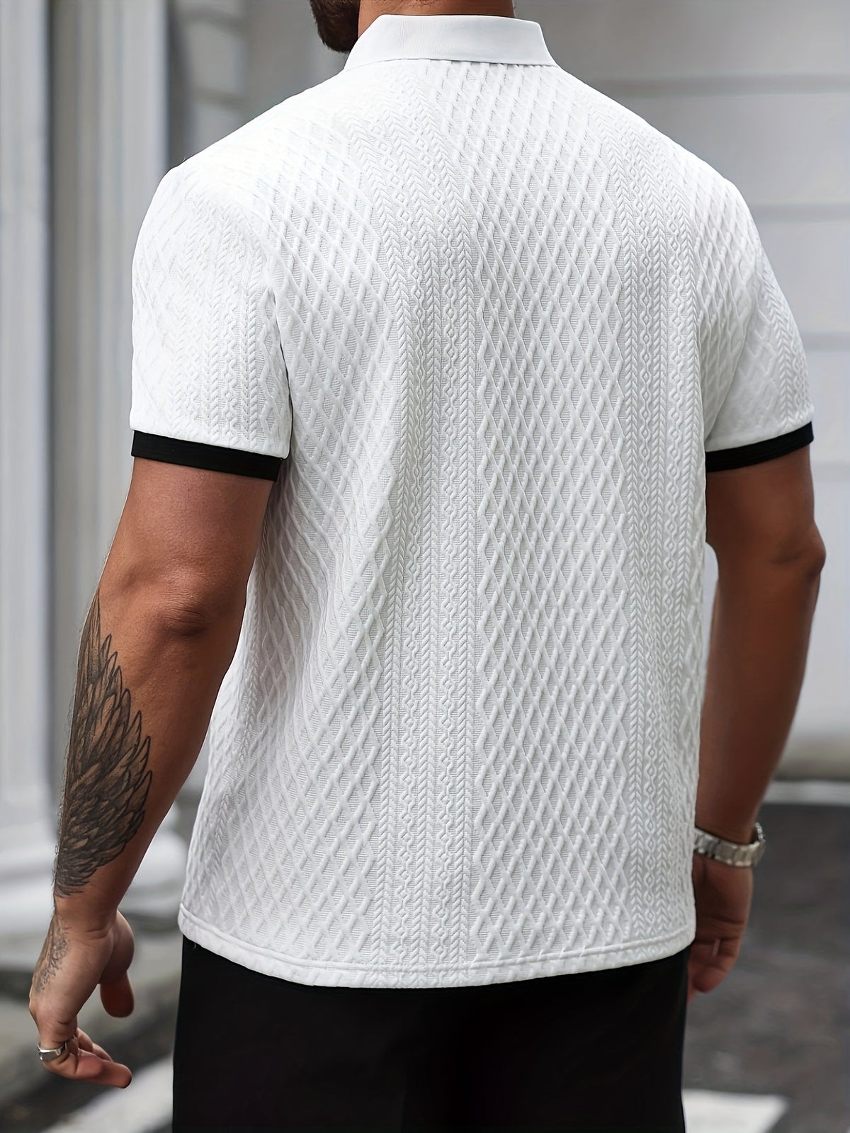 Nolan |  Long Sleeve Polo Shirt with Structured Collar and Button Front