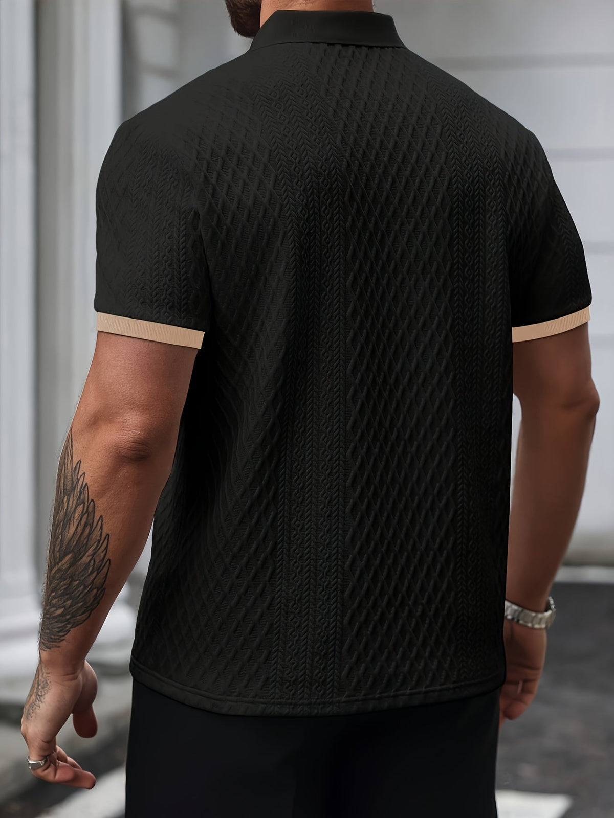 Nolan |  Long Sleeve Polo Shirt with Structured Collar and Button Front
