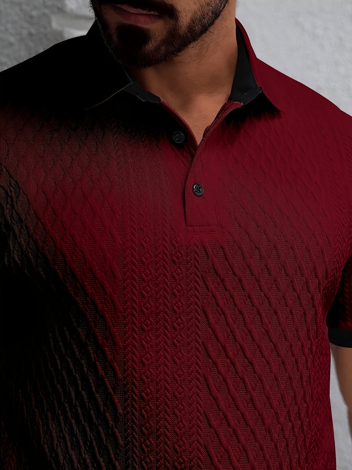Nolan |  Long Sleeve Polo Shirt with Structured Collar and Button Front