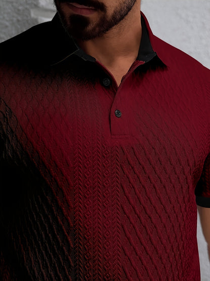 Nolan |  Long Sleeve Polo Shirt with Structured Collar and Button Front