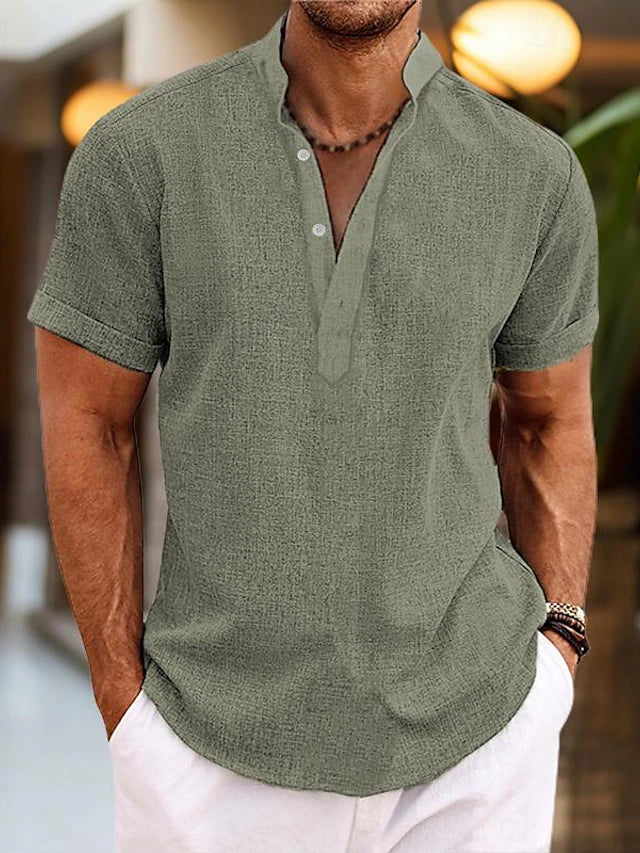 Thomaso | Men’s Summer Henley Short Sleeve Shirt